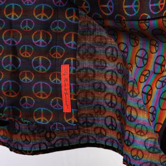 Visconti Black Men’s XL Peace Sign Shirt – Rainbow Cuff, Designer Button-Up - Picture 5 of 7